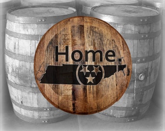 Whiskey Barrel Head Tennessee Tenn Stars Home Edition Wall Decor Bar Sign Man Cave wall art for men