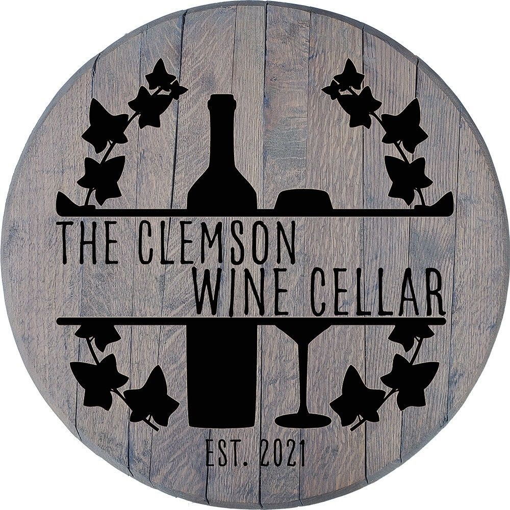 Personalized Wine Cellar Sign Custom Barrel Head Etsy