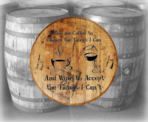 Reclaimed Wood Whiskey Barrel Head Coffee To Change The Things Etsy
