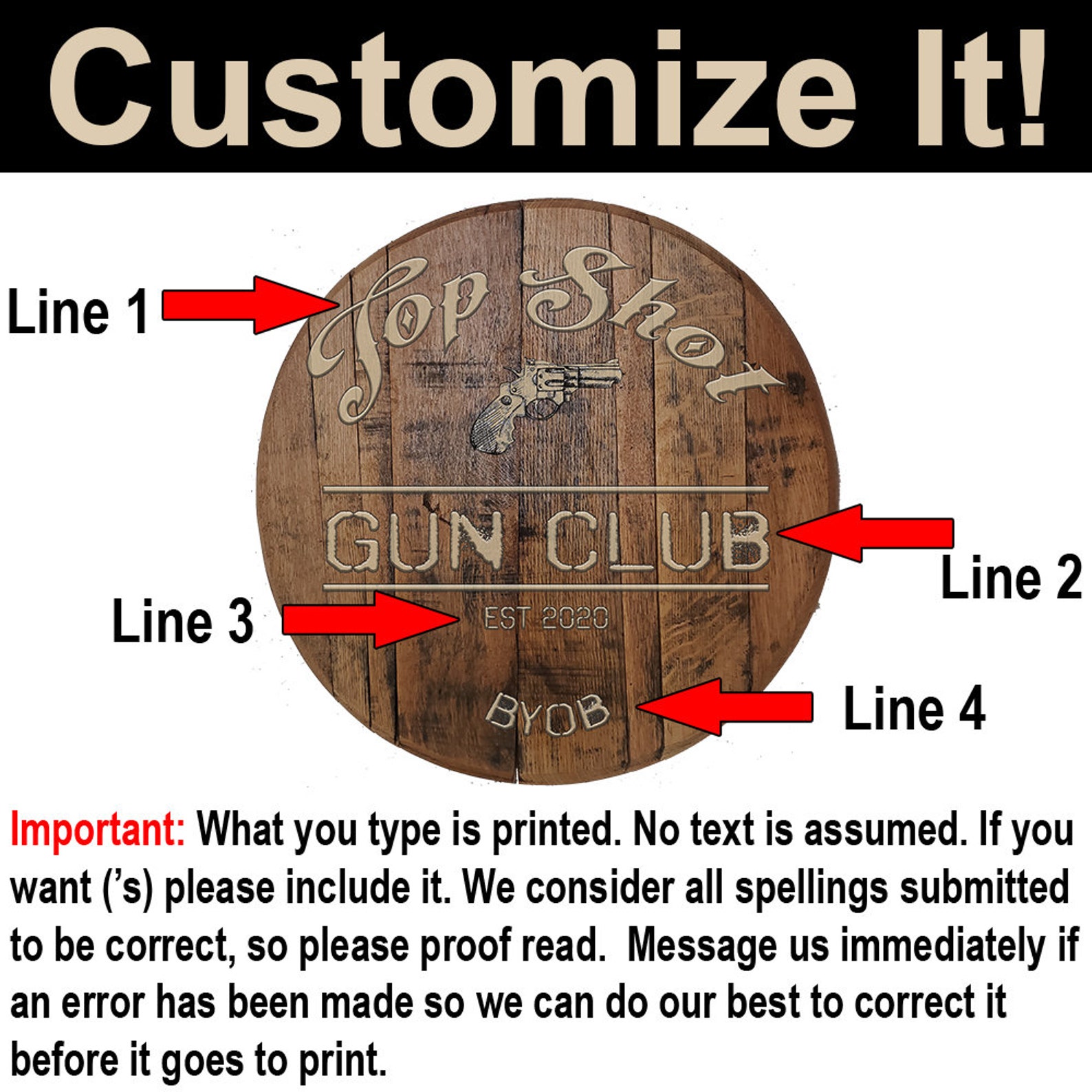 Speakeasy Gun Club Bar Sign Custom Barrel Head Wall Decor - Etsy
