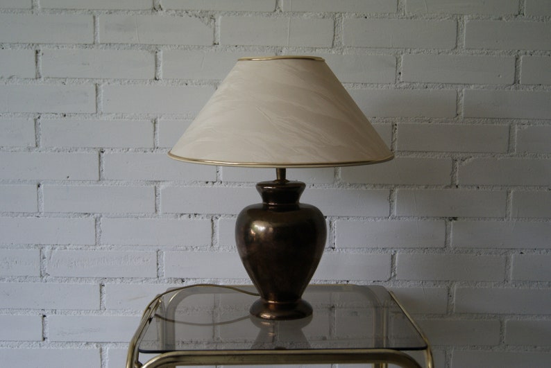 Hollywood regency table lamp with white lampshade