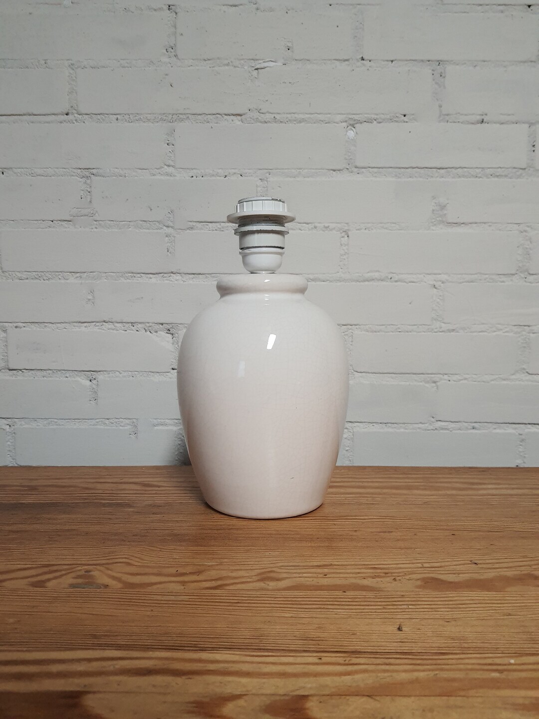 Vintage Ceramic Creamy White Table Lamp Base With Grazed Etsy