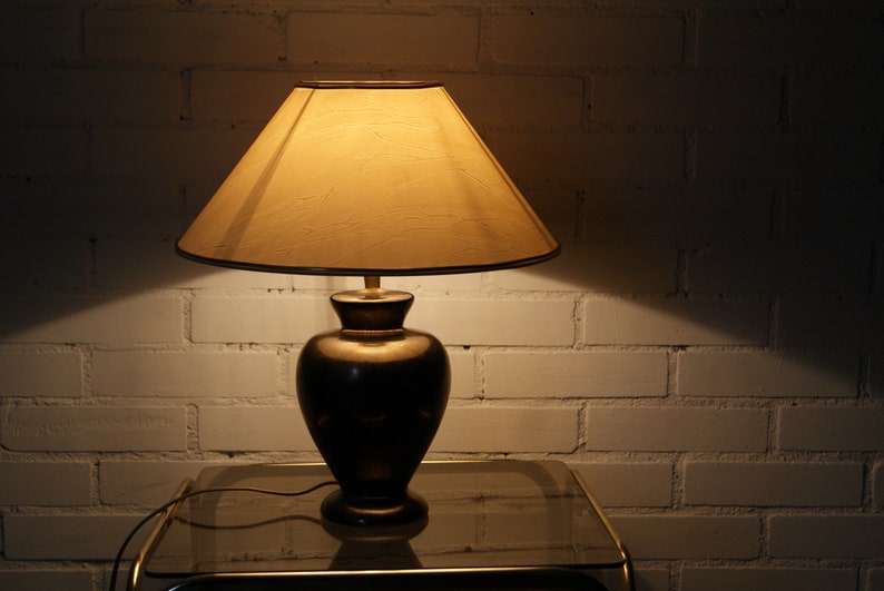 Hollywood regency table lamp with white lampshade
