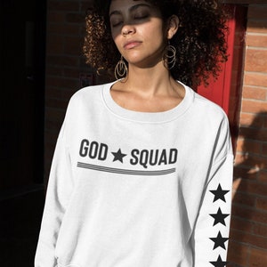 The God Squad Crewneck Sweatshirt – Christian Jumper for Men and Women – Bold Faith Apparel – Jesus Bible Verse Sweater