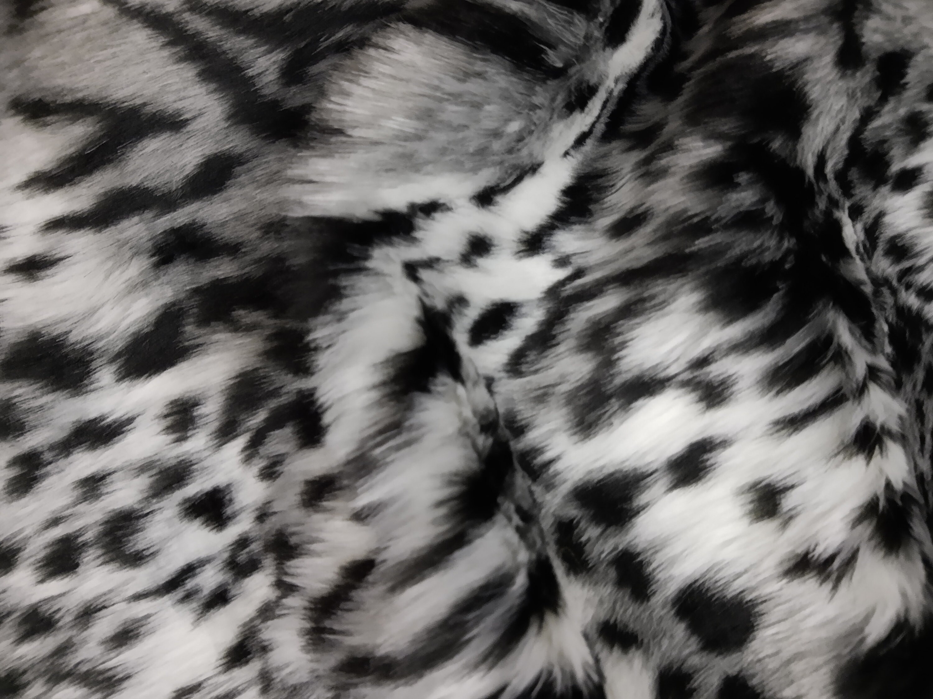 Snow Leopard Faux Fur Fabric White and Black Long Pile Fake | Etsy