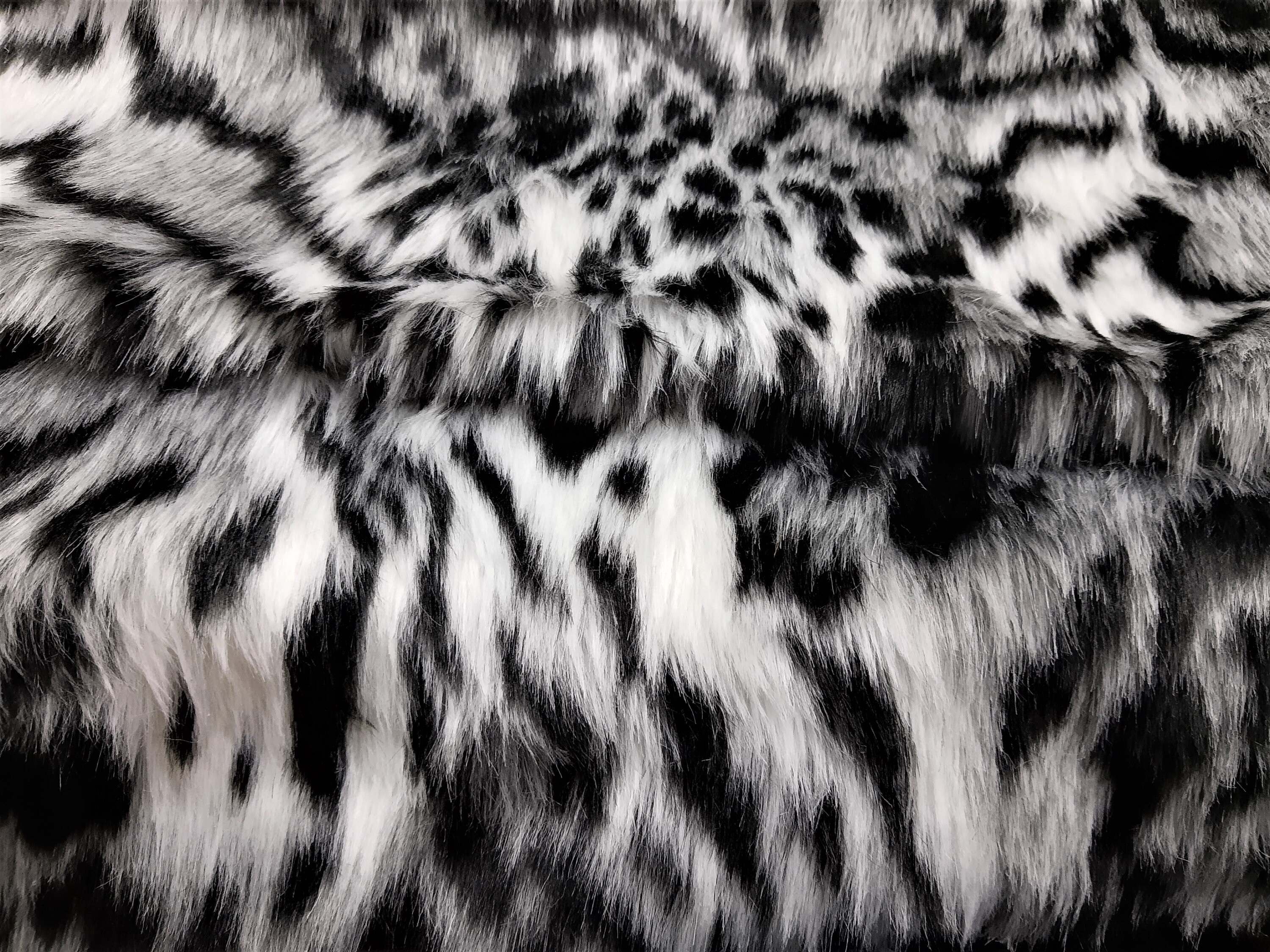 Snow Leopard Faux Fur Fabric White and Black Long Pile Fake | Etsy
