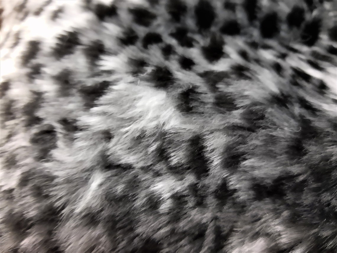 Snow Leopard Faux Fur Fabric White and Black 1.5 cm Pile Fake | Etsy