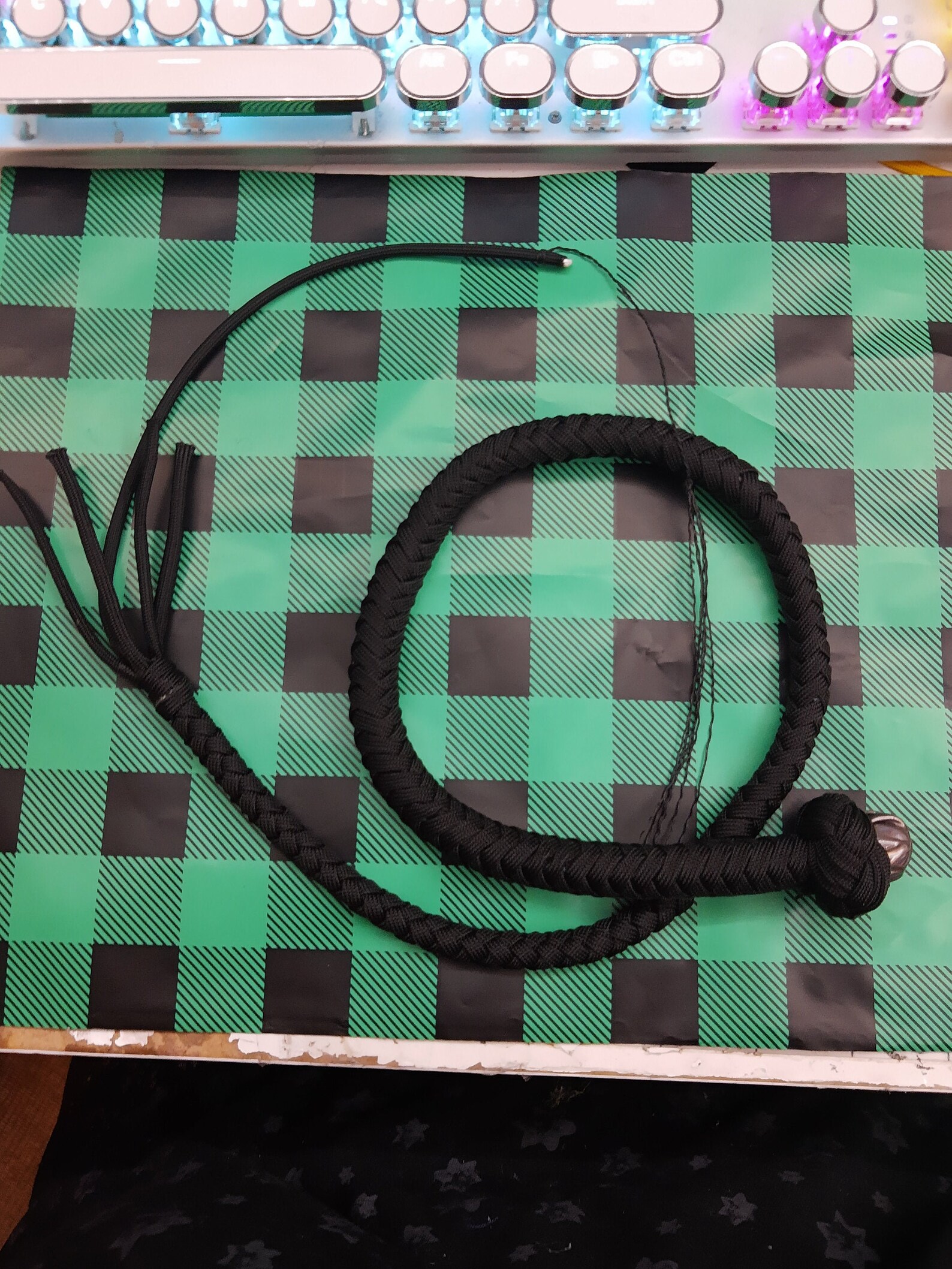 Black Pocket Whip Paracord Single Tail Whip 2.5 Foot Small Etsy