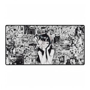 Vintage Horror Manga Panel Two Faced Girl Desk Mats