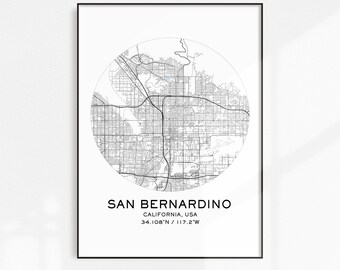San Bernardino Map Heart Print 8 x 10 inches Unframed San Bernardino Map Art California Map Heart Map Print San Bernardino Map Gift