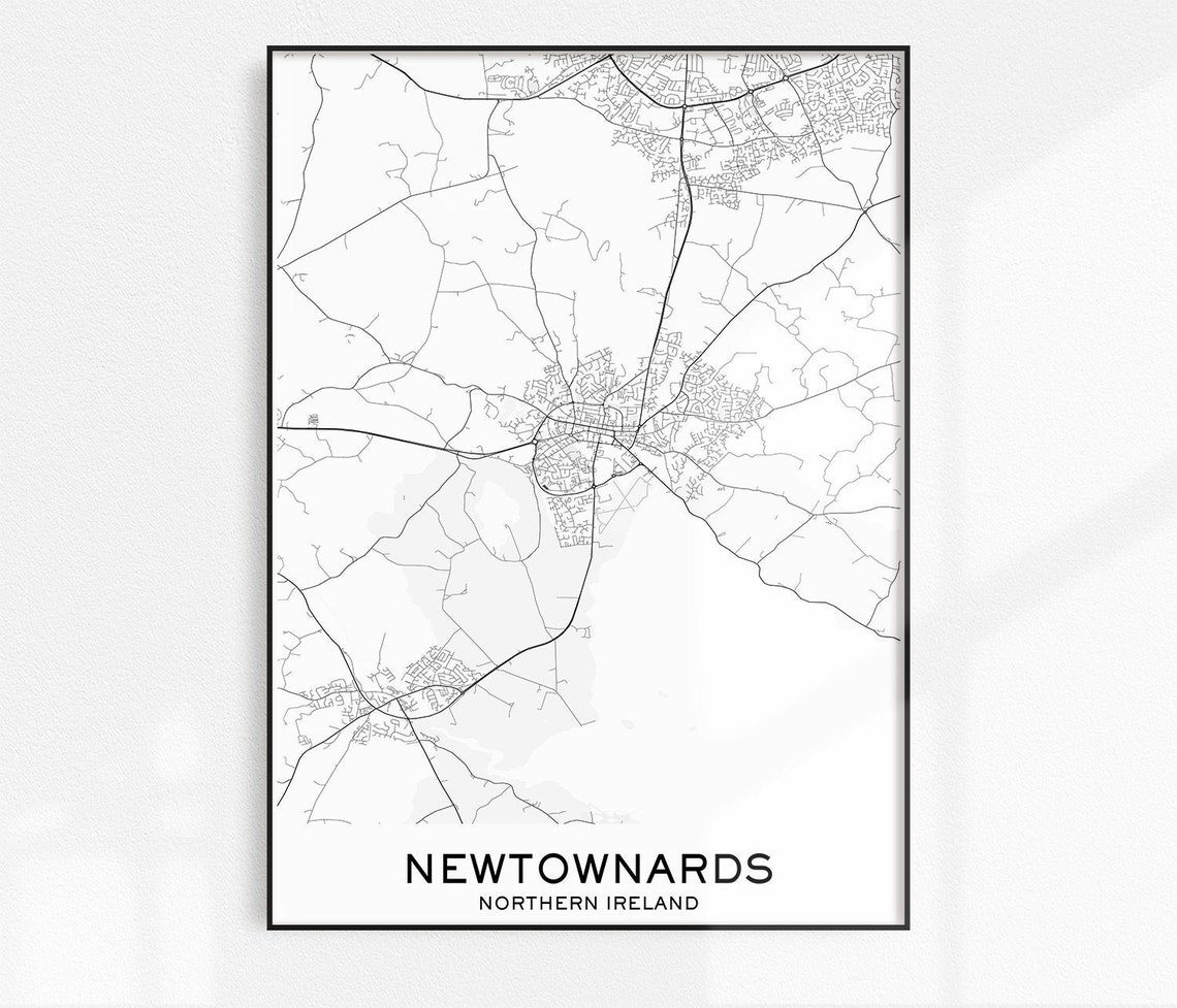 Newtownards Map Print City Map Prints Newtownards Map City Etsy