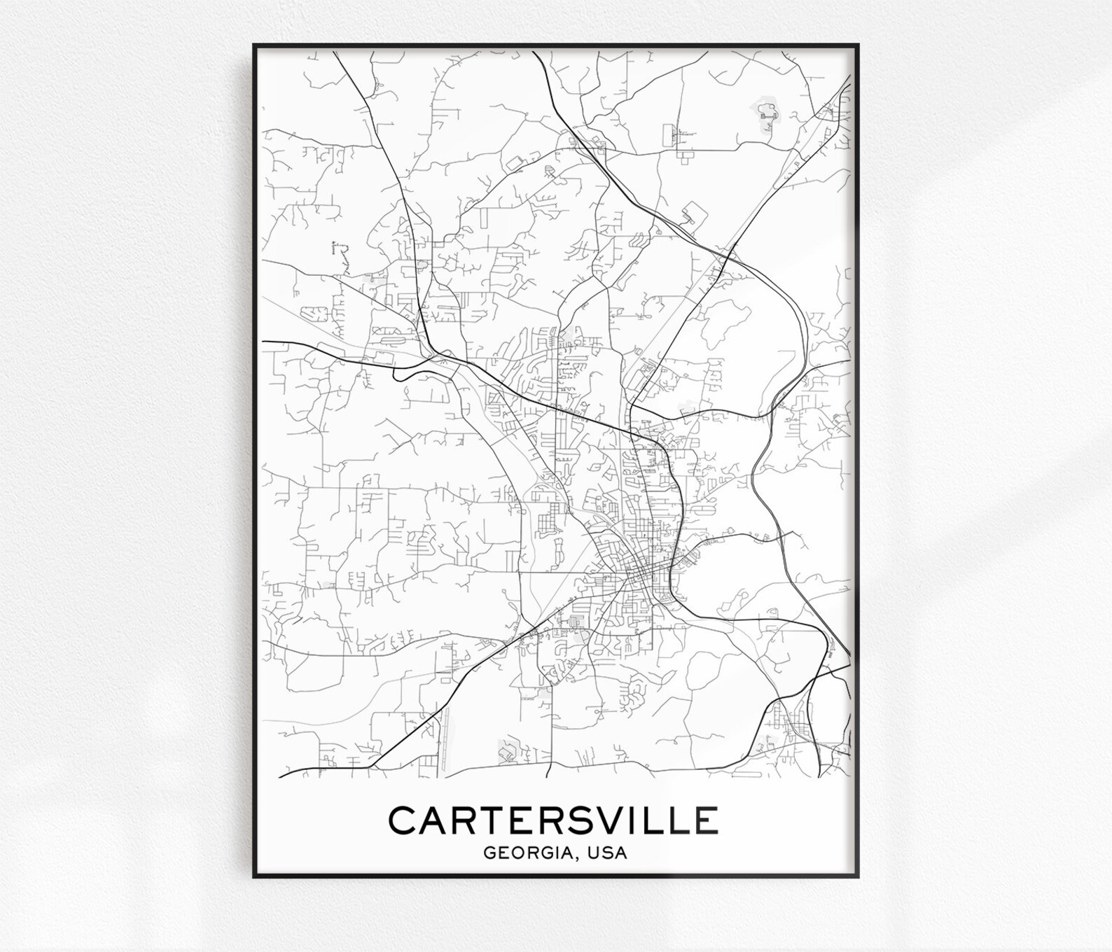 Cartersville Map Print City Map Prints Cartersville Map Etsy