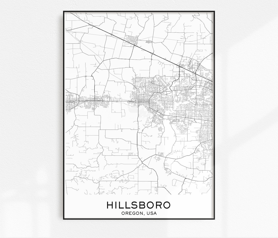 Hillsboro Map Print City Map Prints Hillsboro Map City Etsy