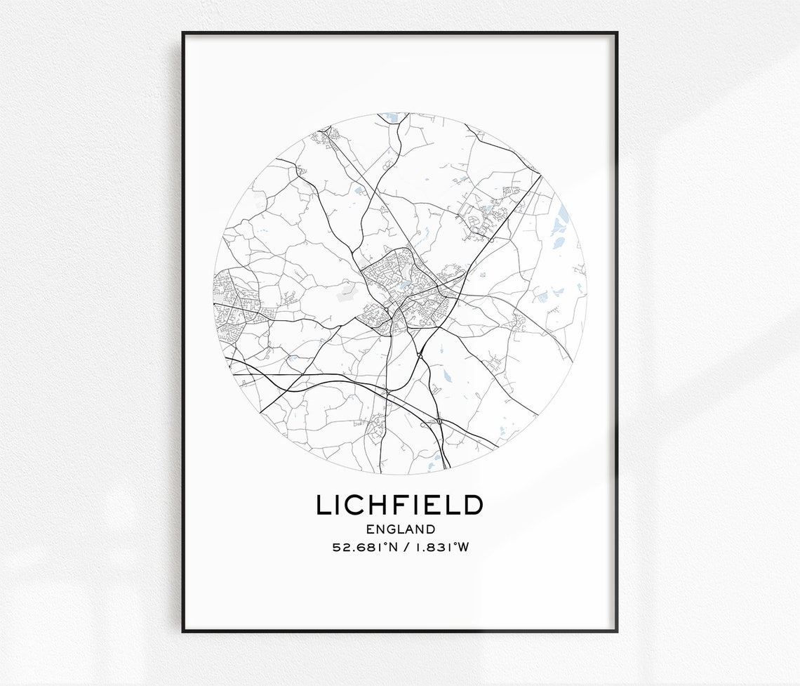 Lichfield Map Print Digital Map Prints Printable Maps | Etsy