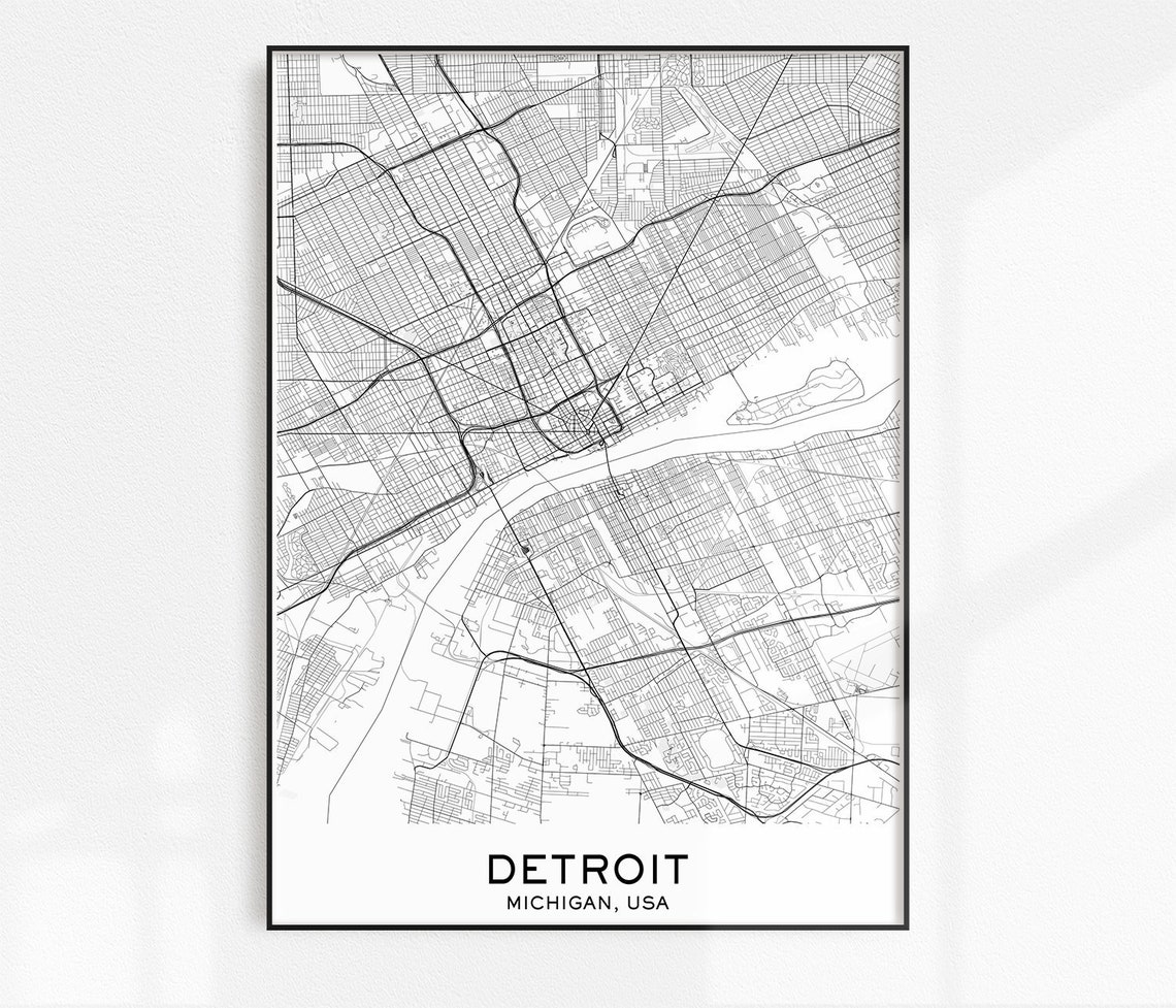 Detroit Map Print City Map Prints Detroit Map City Maps | Etsy