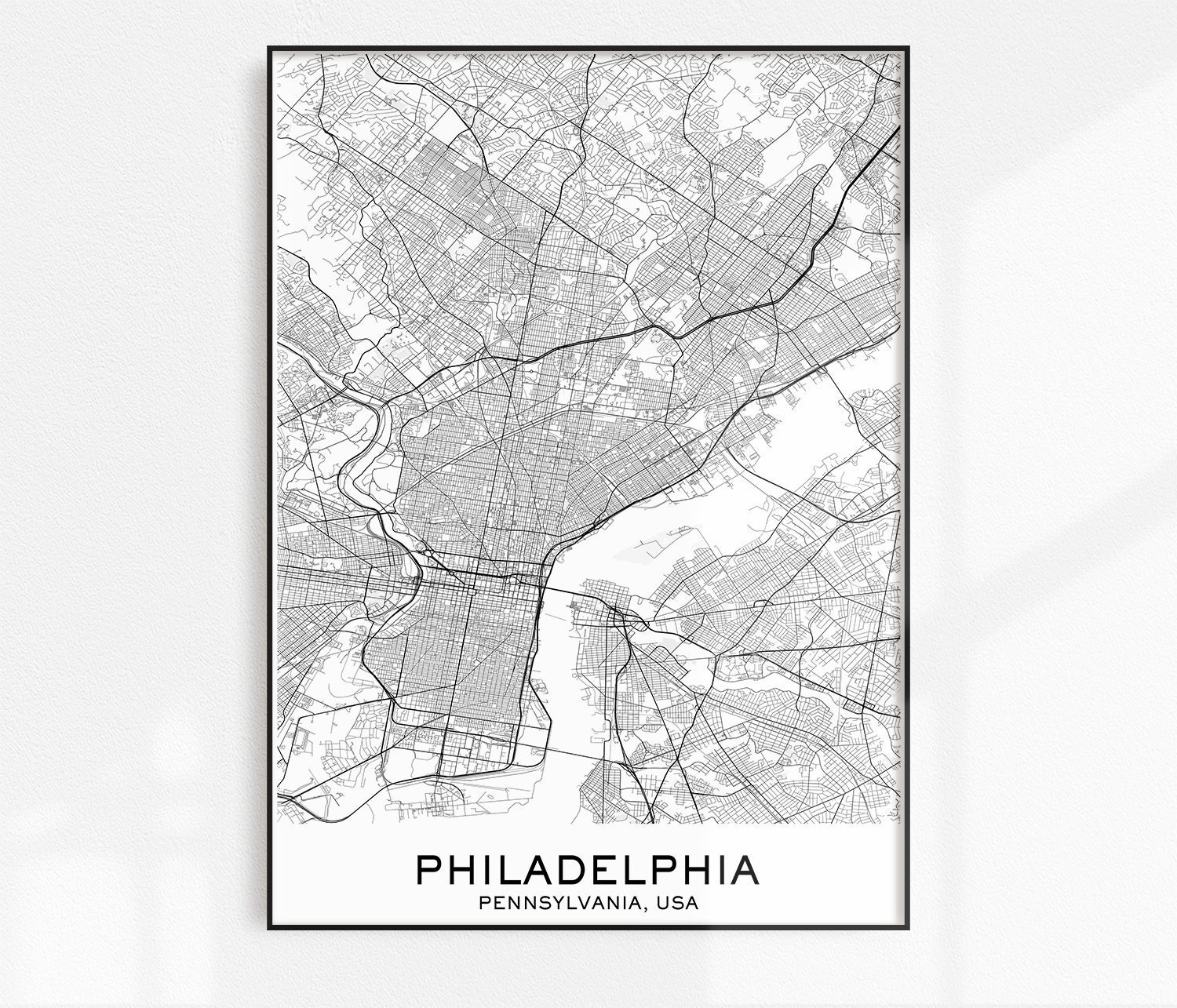 Philadelphia Map Print City Map Prints Philadelphia Map | Etsy