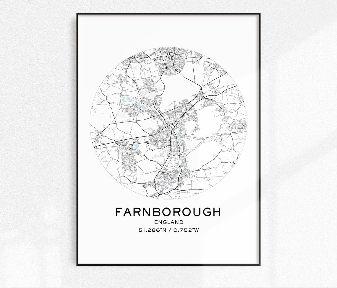 Farnborough Map Print Digital Map Prints Printable Maps Etsy