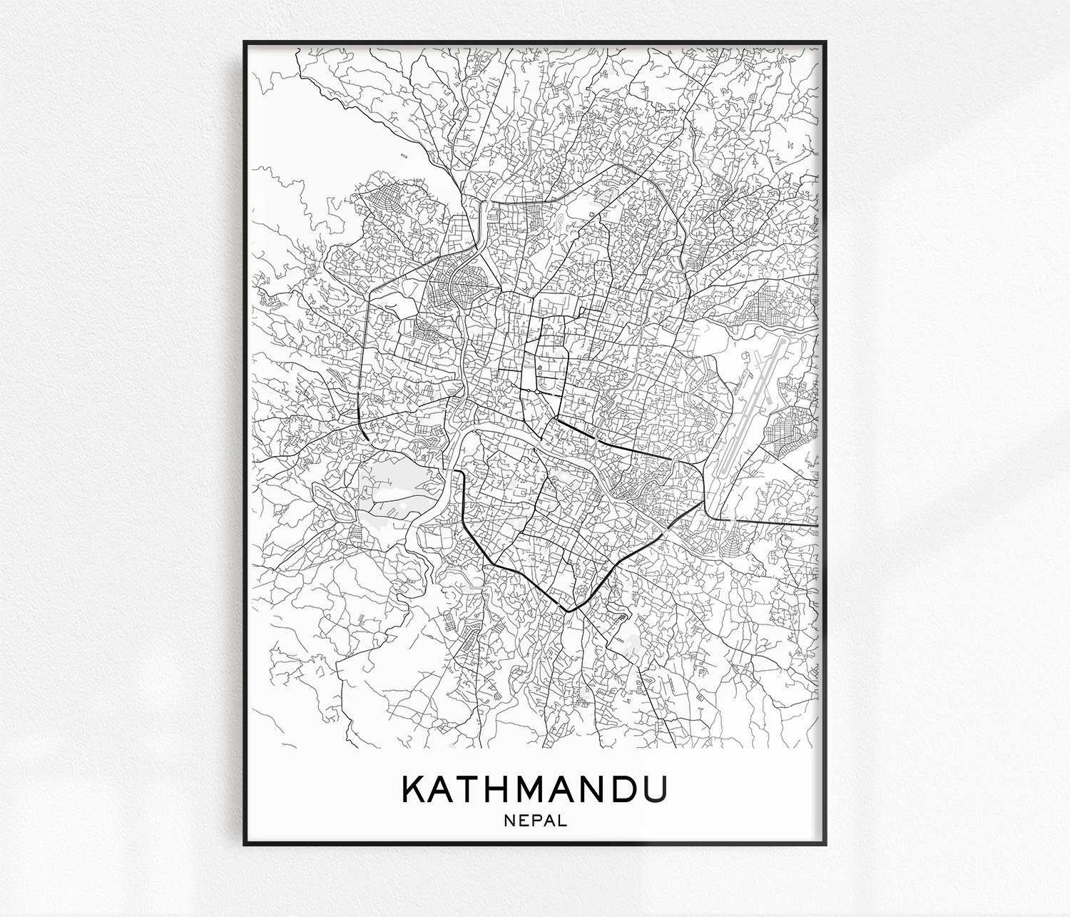 Kathmandu Map Print City Map Prints Kathmandu Map City | Etsy