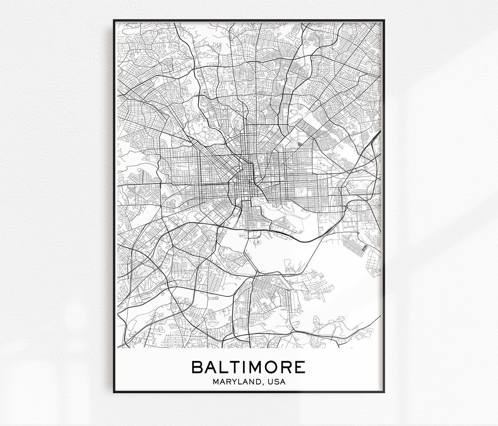 Baltimore Map Print City Map Prints Baltimore Map City | Etsy