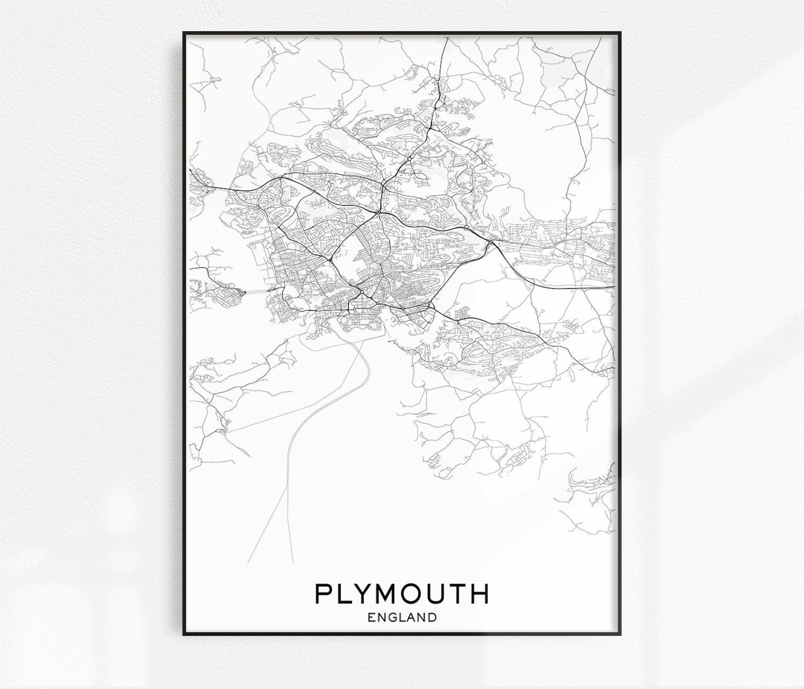Plymouth Map Print City Map Prints Plymouth Map City Maps Etsy