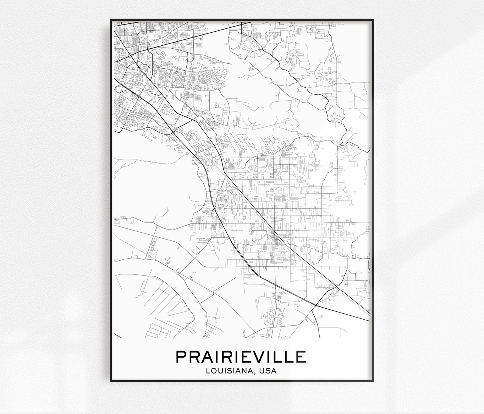 Prairieville Map Print City Map Prints Prairieville Map Etsy