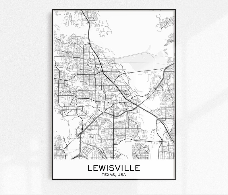 Lewisville Map Print City Map Prints Lewisville Map City Etsy