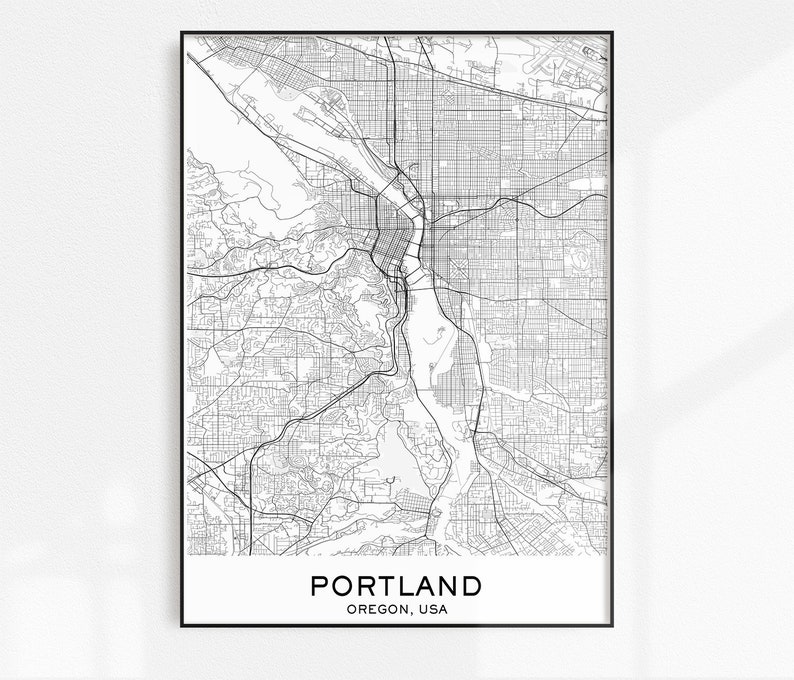 Portland Map Print City Map Prints Portland Map City Maps | Etsy