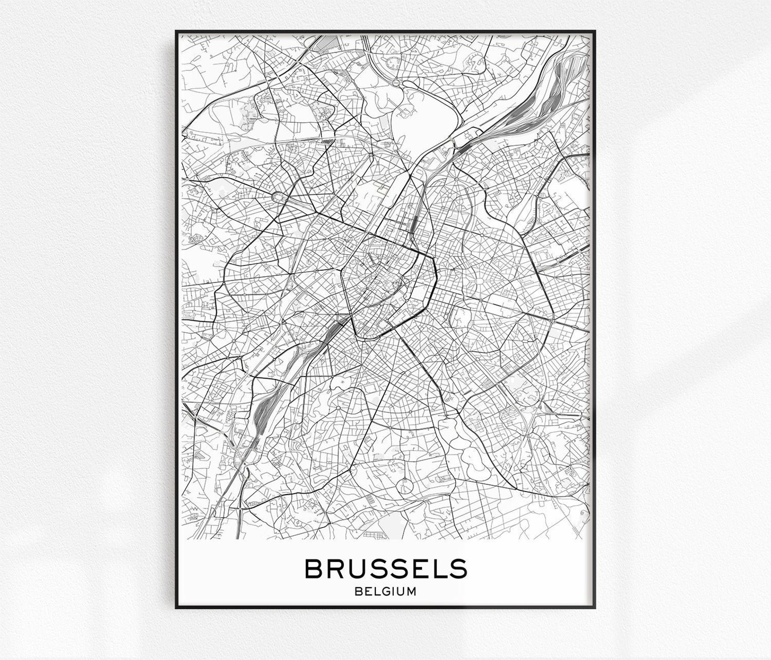 Brussels Map Print City Map Prints Brussels Map City Maps | Etsy