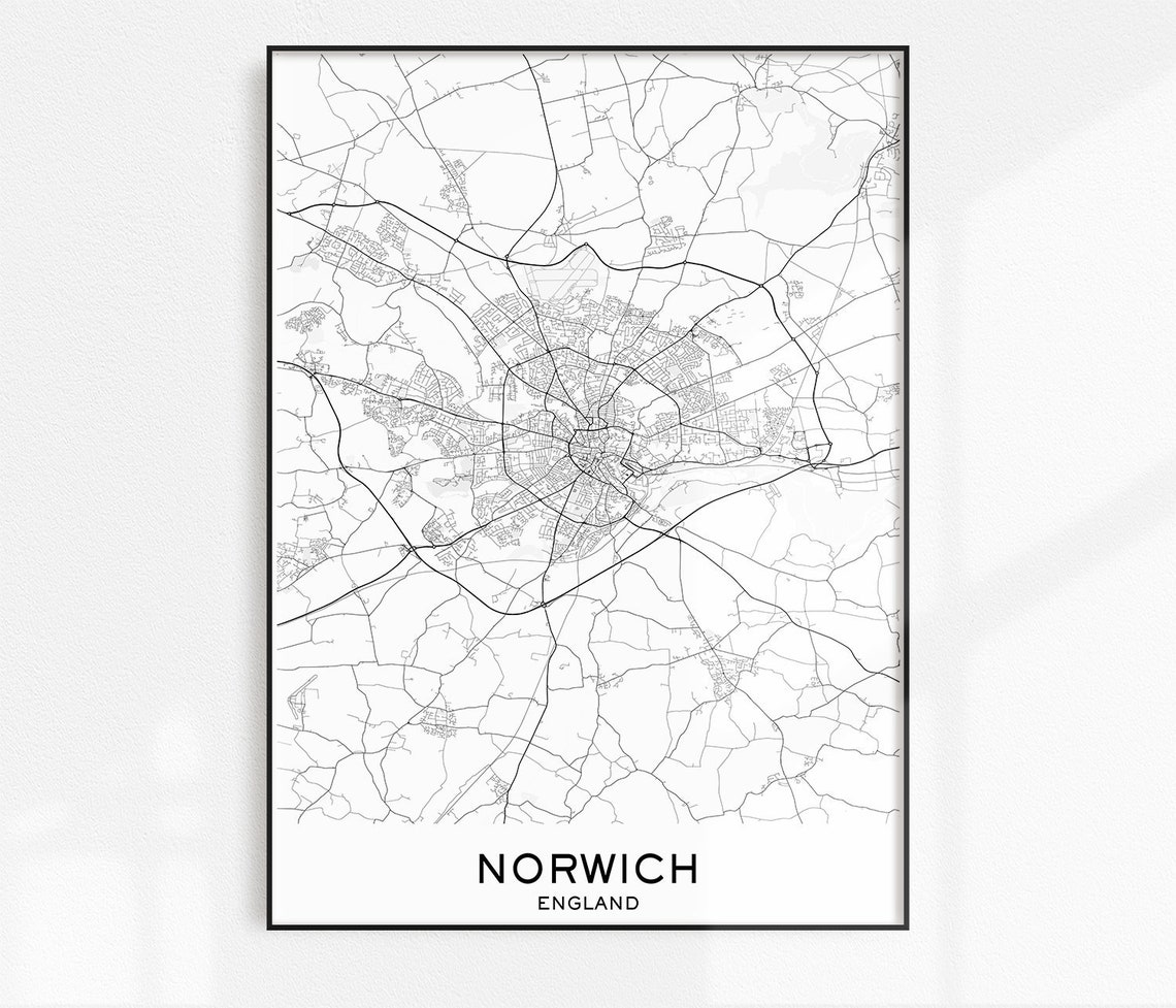Norwich Map Print City Map Prints Norwich Map City Maps UK | Etsy