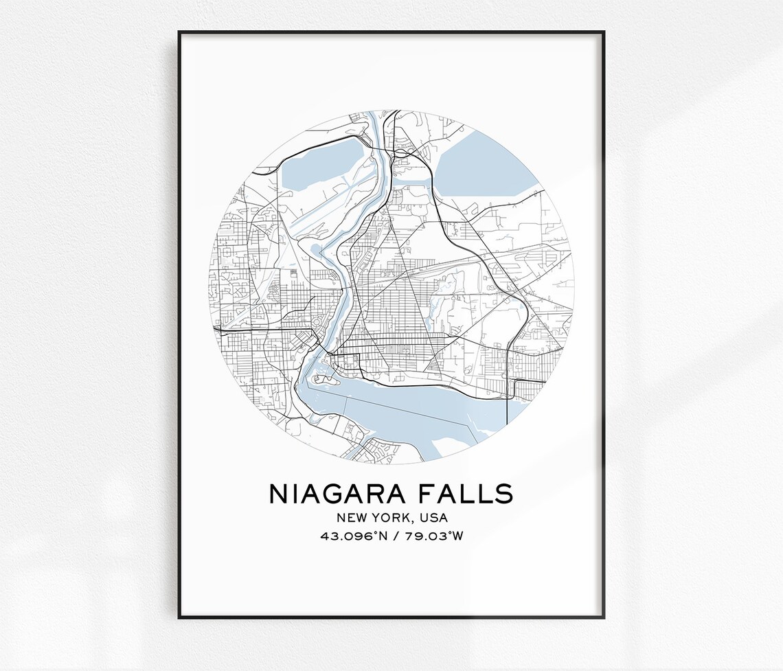 Niagara Falls Map Print Digital Map Prints Printable Maps | Etsy