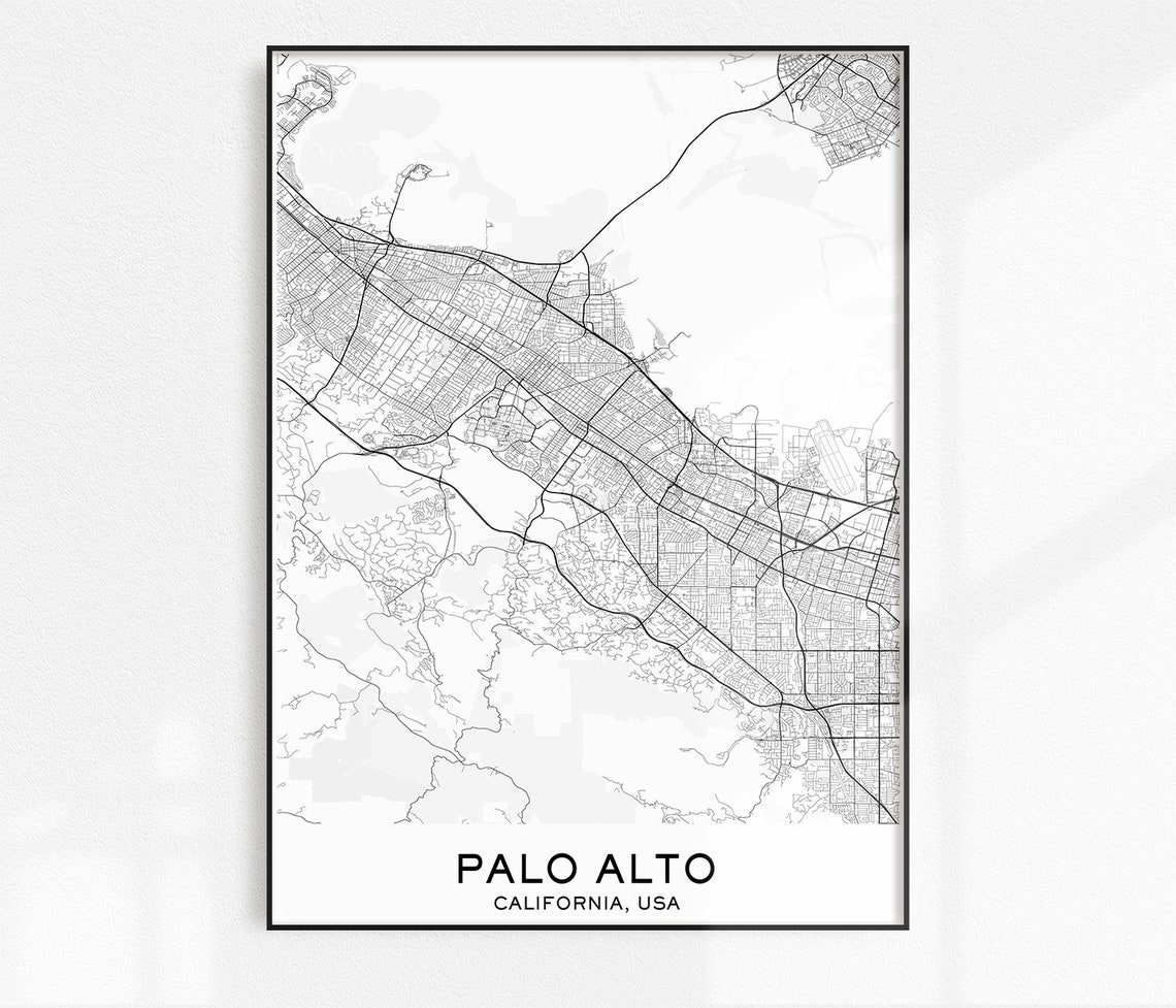 Palo Alto Map Print City Map Prints Palo Alto Map City | Etsy