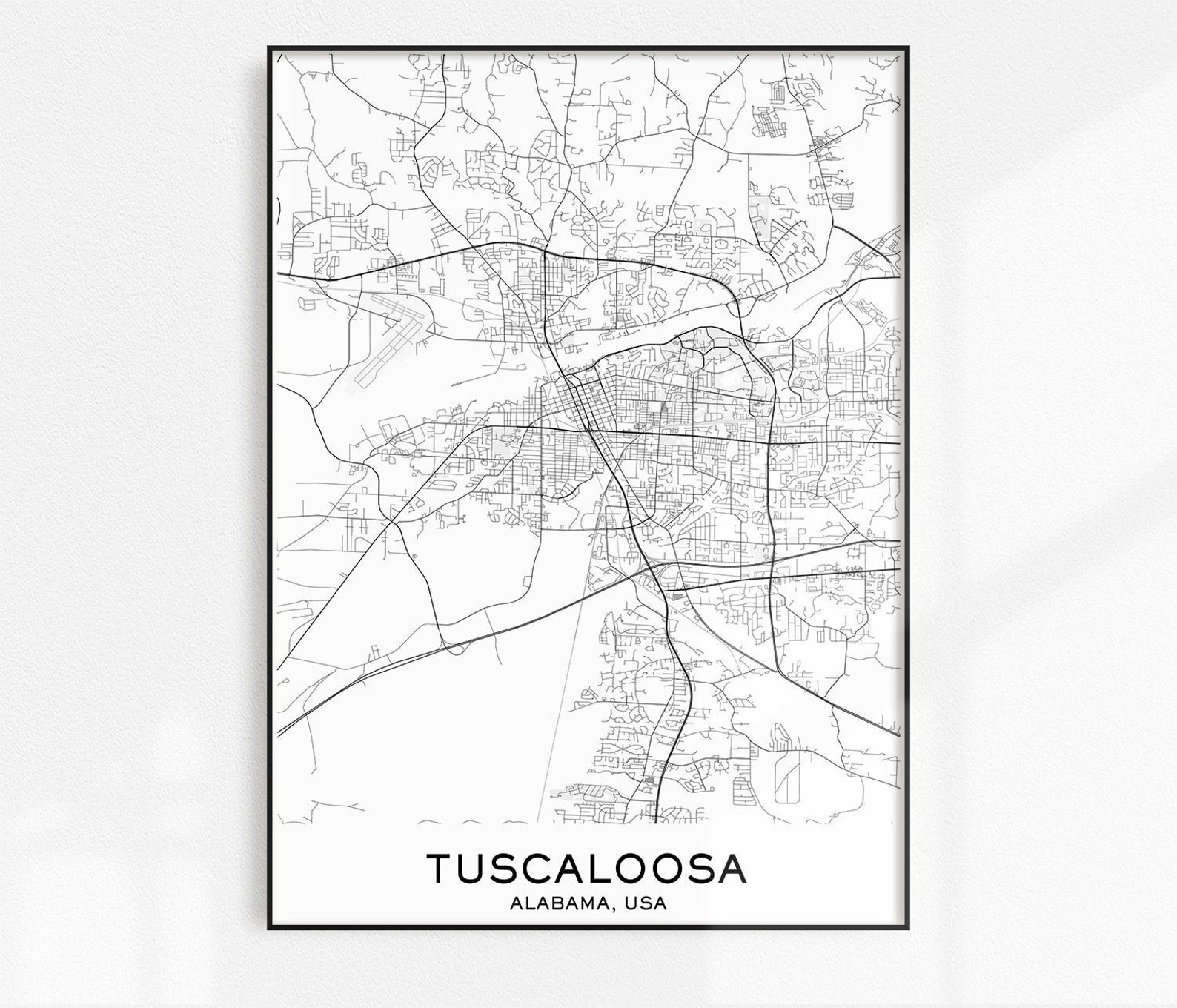 Tuscaloosa Map Print City Map Prints Tuscaloosa Map City | Etsy