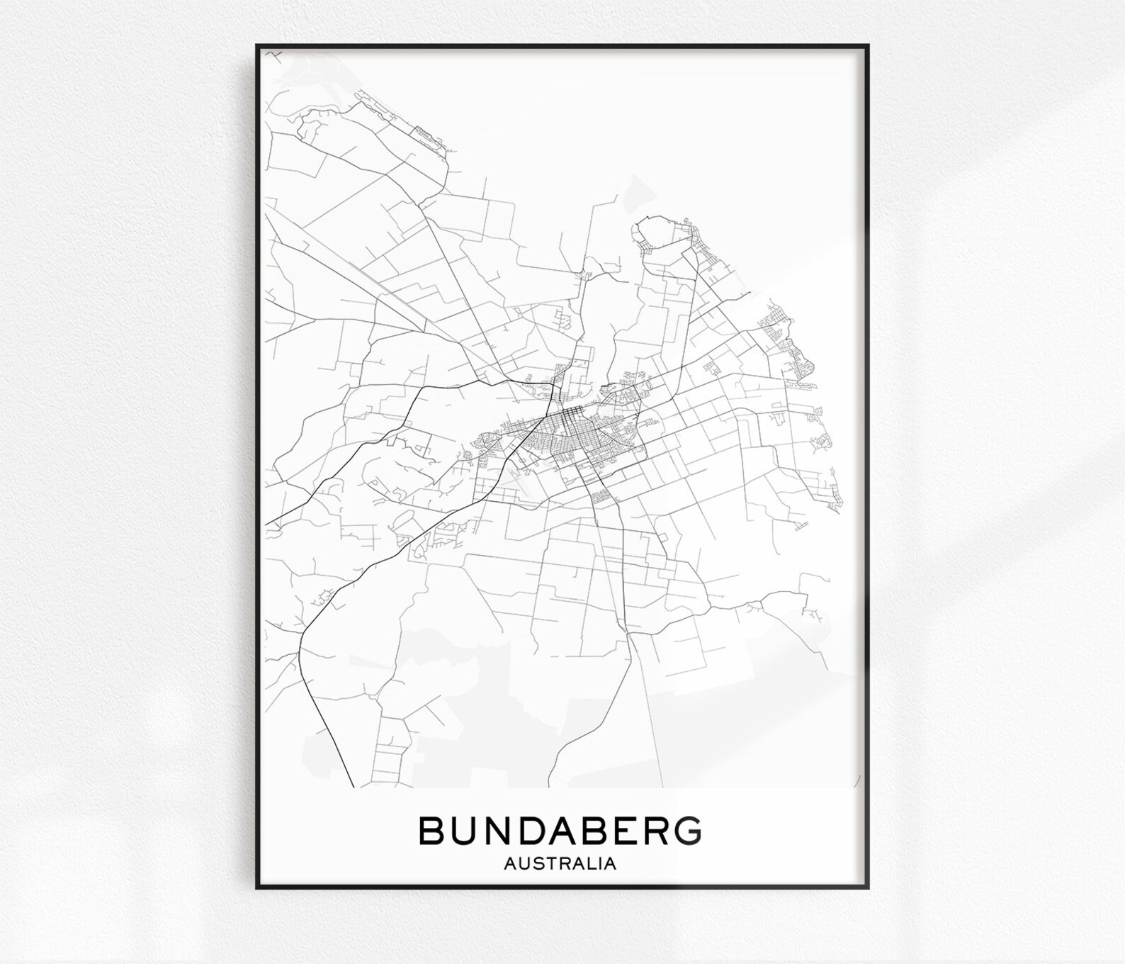 Bundaberg Map Print City Map Prints Bundaberg Map City Etsy