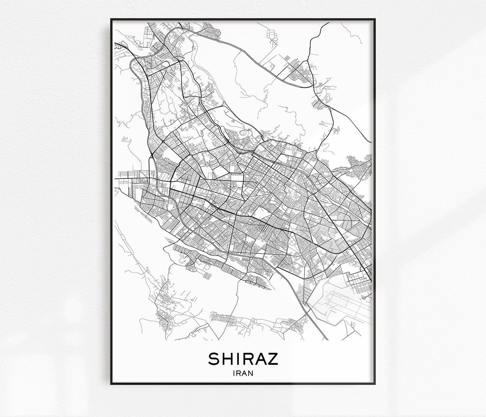 Shiraz Map Print City Map Prints Shiraz Map City Maps | Etsy
