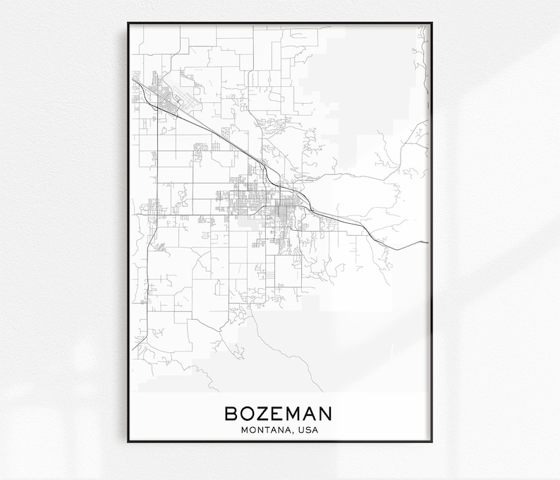 Bozeman Map Print City Map Prints Bozeman Map City Maps | Etsy