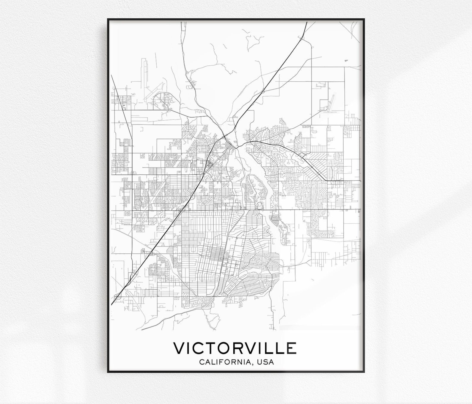Victorville Map Print City Map Prints Victorville Map City Etsy