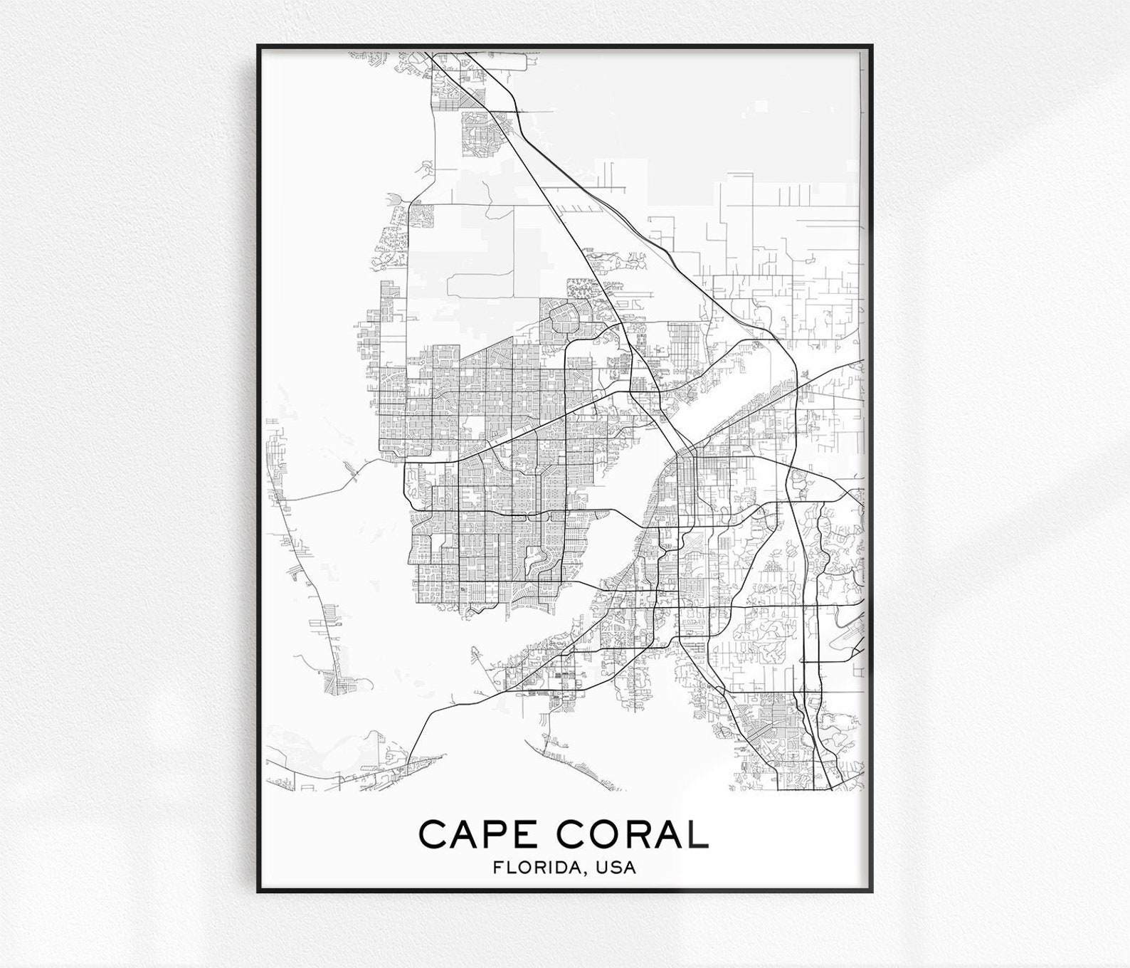 Cape Coral Map Print City Map Prints Cape Coral Map City | Etsy
