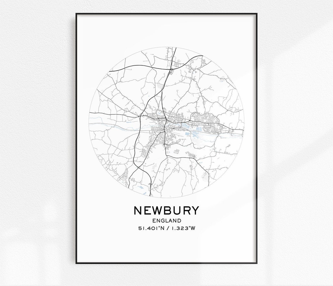 Newbury Map Print Digital Map Prints Printable Maps Newbury Etsy