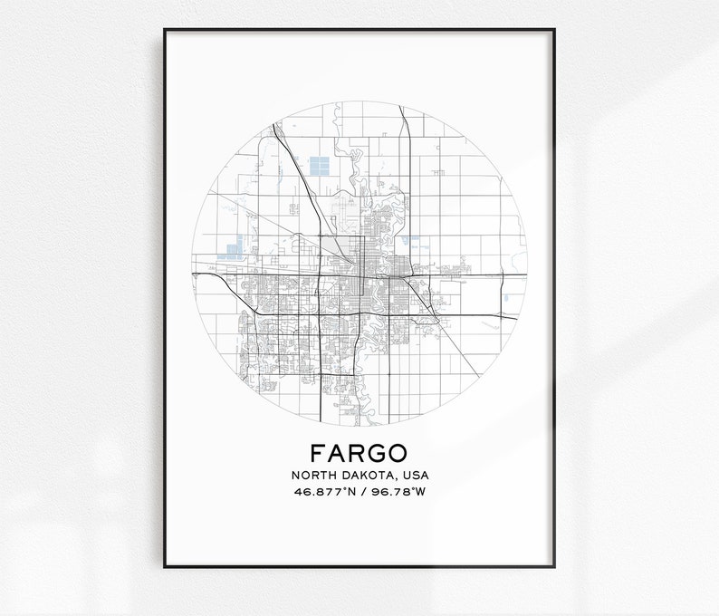 Fargo Map Print Digital Map Prints Printable Maps Fargo | Etsy