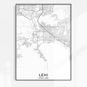 Lehi Map Print City Map Prints Lehi Map City Maps Utah | Etsy