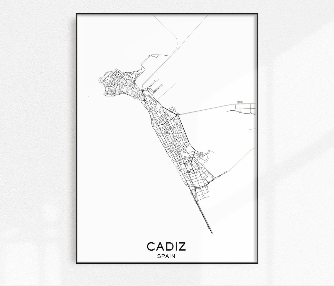 Cadiz Map Print City Map Prints Cadiz Map City Maps Spain | Etsy