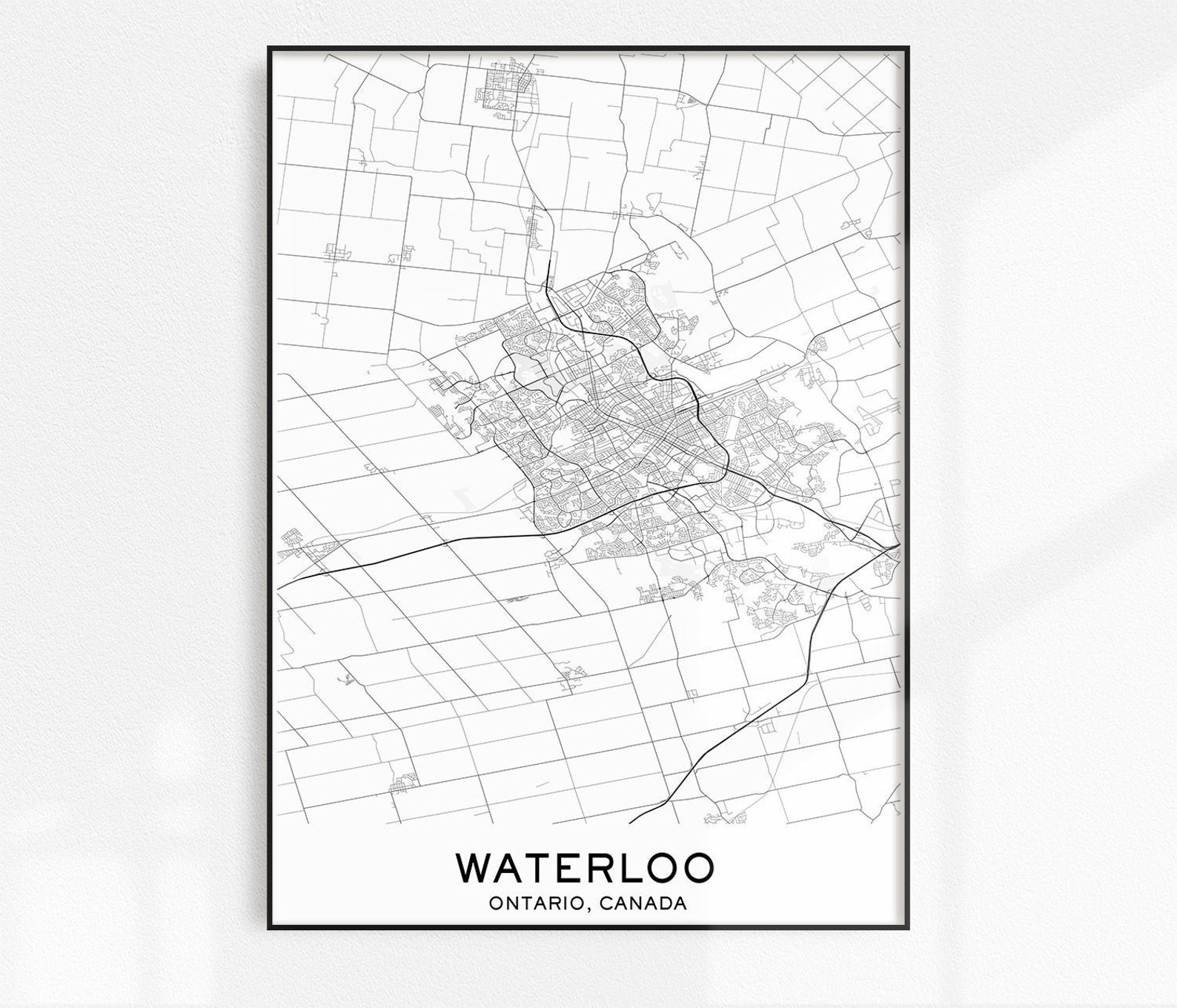 Waterloo Map Print City Map Prints Waterloo Map City Maps | Etsy