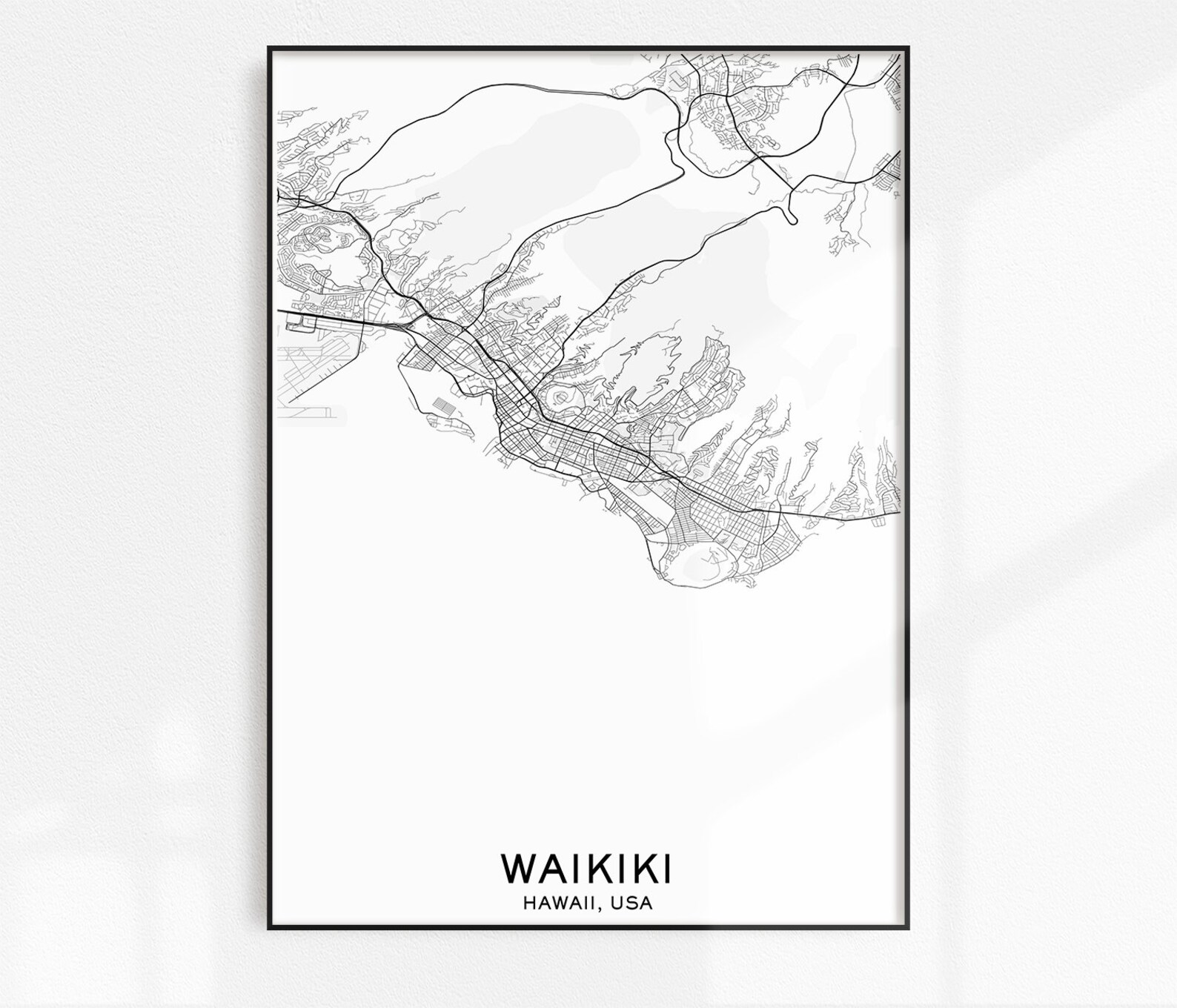 Waikiki Map Print City Map Prints Waikiki Map City Maps | Etsy