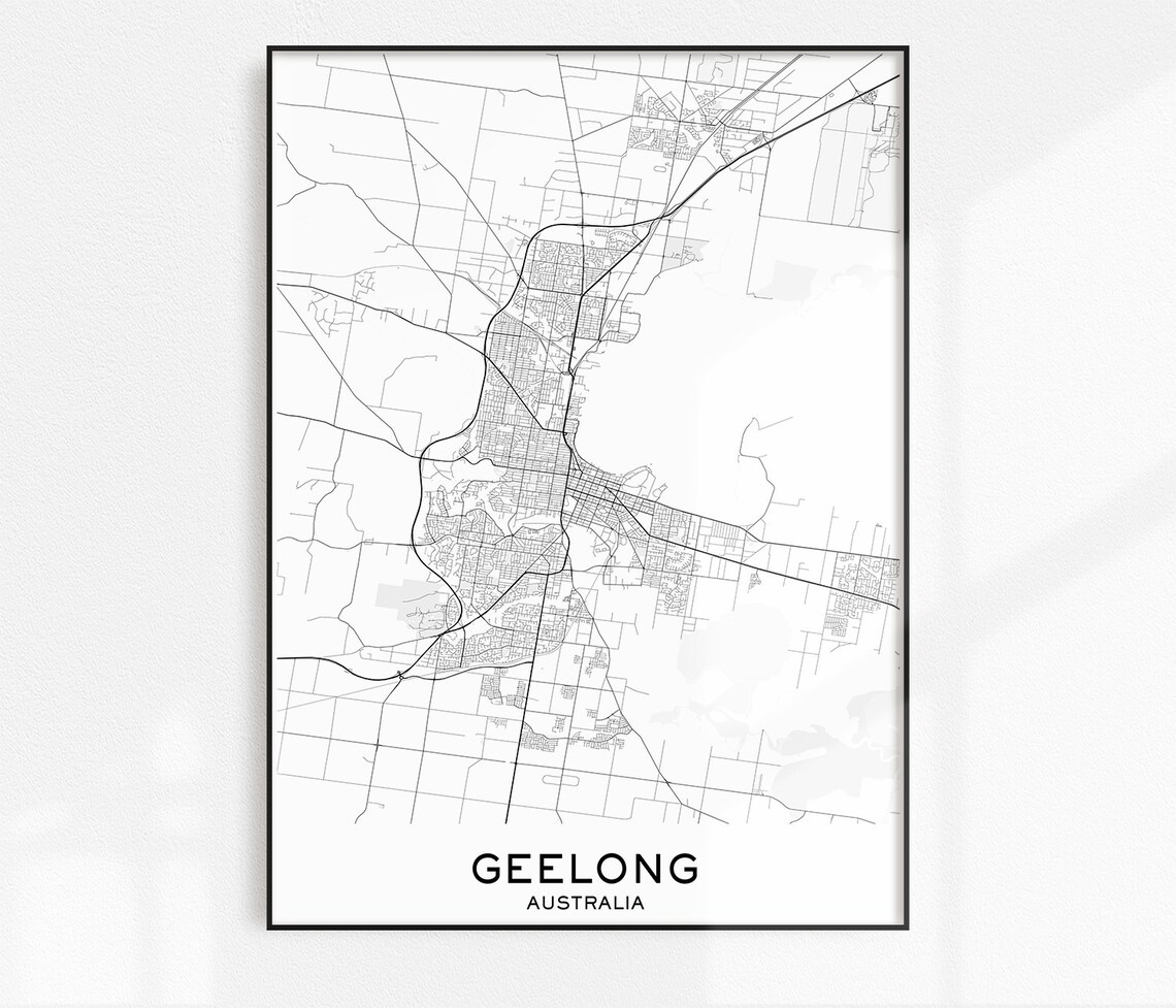 Geelong Map Print City Map Prints Geelong Map City Maps Etsy
