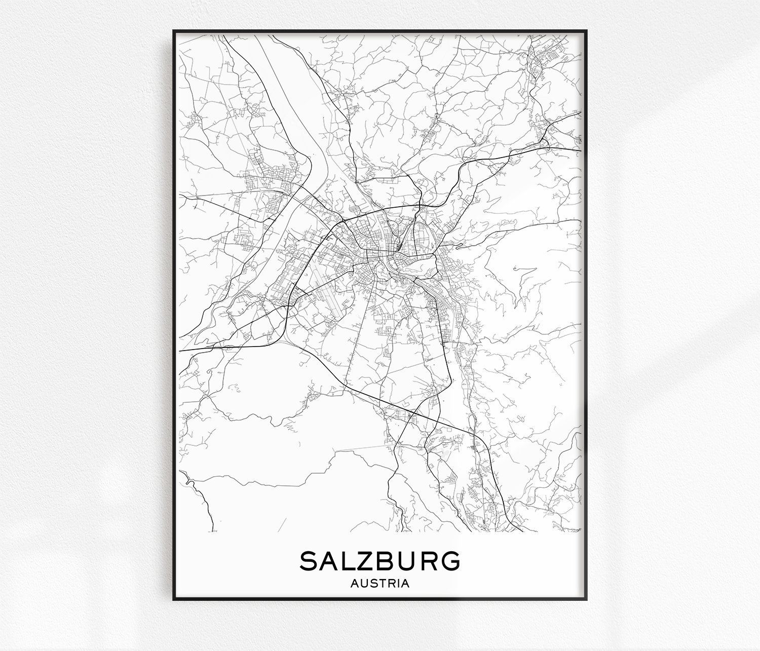 Salzburg Map Print City Map Prints Salzburg Map City Maps | Etsy