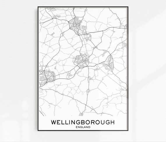 Wellingborough Map Print City Map Prints Wellingborough Map | Etsy