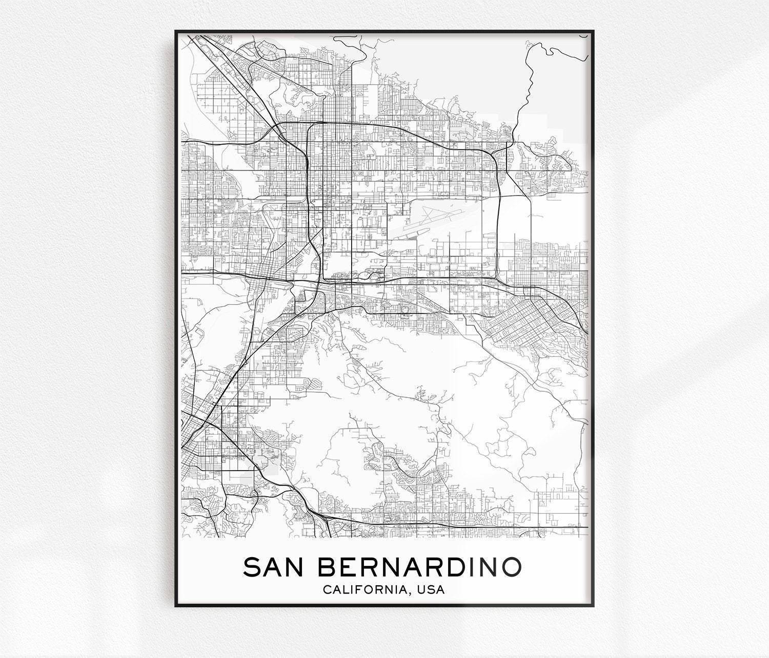 San Bernardino Map Print City Map Prints San Bernardino Map | Etsy