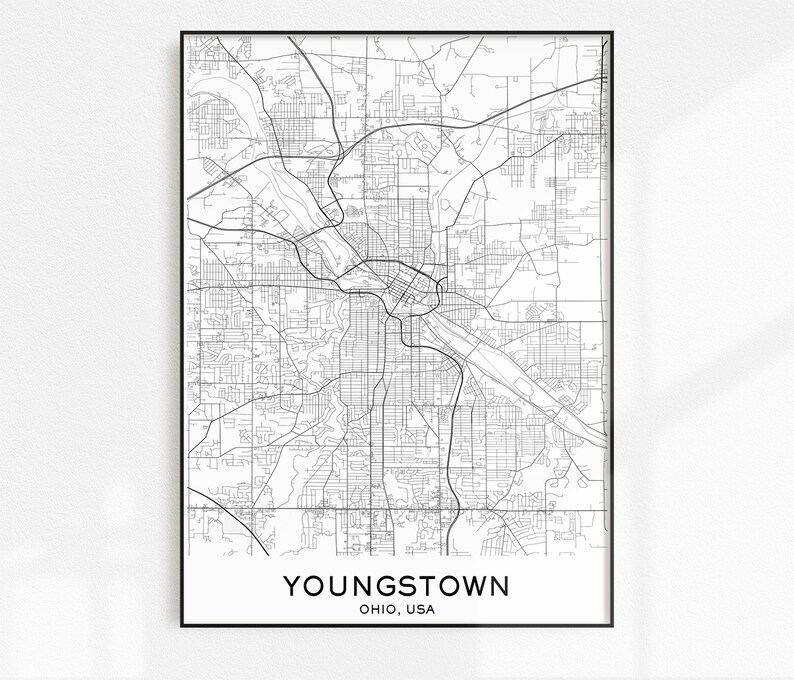 Youngstown Map Print City Map Prints Youngstown Map City Etsy