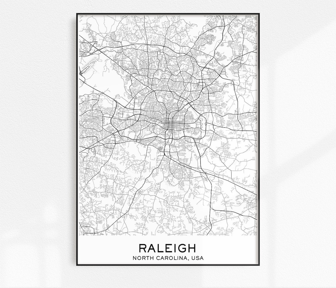 Raleigh Map Print City Map Prints Raleigh Map City Maps | Etsy