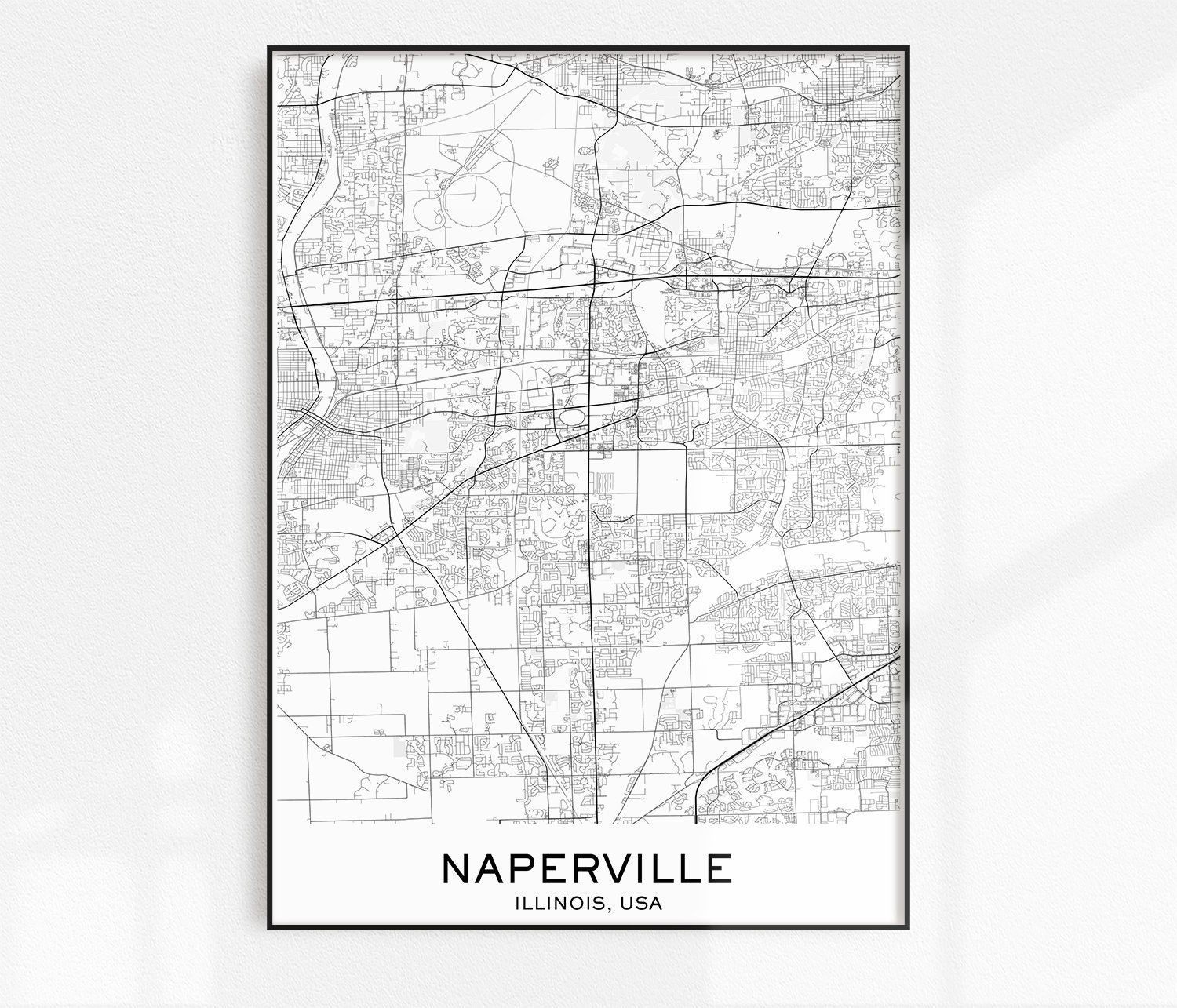 Naperville Map Print City Map Prints Naperville Map City Etsy